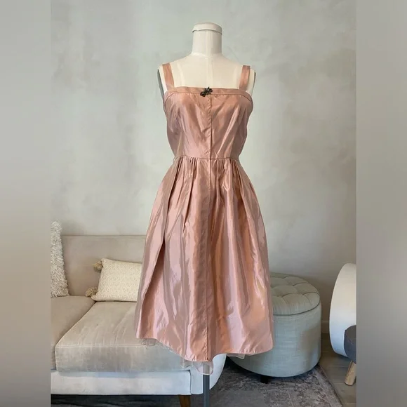 VERA WANG PINK FORMAL DRESS STRAIGHT SQUARE NECKLINE A-LINE DRESS - Picture 8 of 13